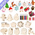 thumbnail image 1 of Adornos Navideños OurWarm de Madera sin Terminar 60 piezas con Marcadores, 1 of 8