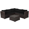 thumbnail image 1 of Patiojoy 6 PCS Patio Rattan Furniture Set Outdoor Wicker Conversation Sofa Set w/Tempered Glass Coffee Table Black, 1 of 7