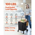 thumbnail image 2 of VEVOR Shopping Cart, Folding Grocery Utility Cart with Dual Baskets, Waterproof Liner & Wheels, 100 LBS Large Load Capacity, Heavy Duty Laundry Basket for Laundry, Shopping, Camping, Grocery, Luggage, 2 of 9