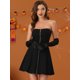 thumbnail image 5 of Mini vestido de Fiesta sin tirantes Allegra K Negro XL, 5 of 7