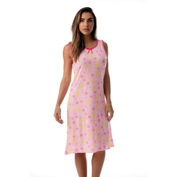Just Love Womens Nightgown Sleep Dress (Pink - Celestial Moon and Stars ...