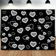 Heart Backdrop Black Heart Backdrop 90s Background Valentine's Day Background Sweet 16th 18th 20th Birthday Banner for Girls Birthday Party Decor Banner Portrait Selfie Props Vinyl 8x6FT