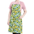 thumbnail image 5 of Yellow Lemon Flowers LightBlue Pattern Apron-Garden Aprons for Women with Pockets-Cotton Linen Waterproof Kitchen Cooking Gardening Aprons Adjustable for Kitchen,Cooking,BBQ and Salon 33x27 Inch, 5 of 7