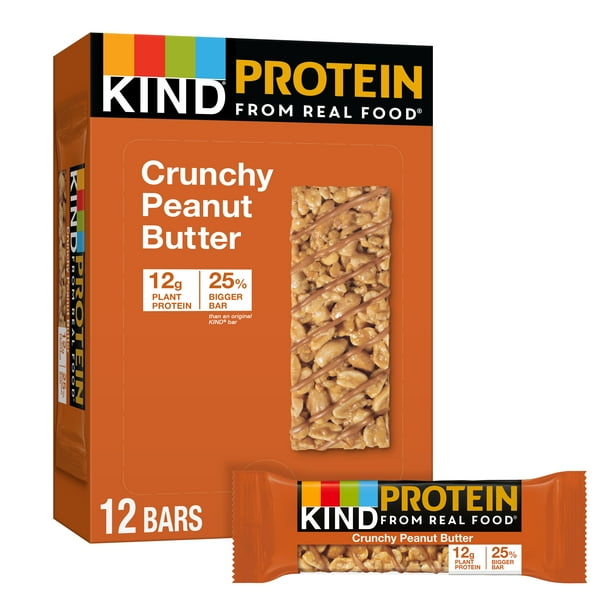 KIND Protein Bars, Crunchy Peanut Butter, 1.76 oz, 12 Count