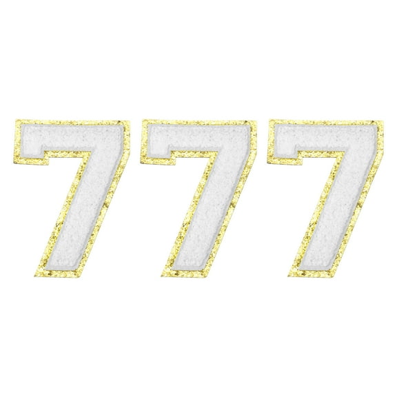 Uxcell Chenille Number Patches 4.4" Self Adhesive Number 7 Iron on Patch (White, Pack of 3)
