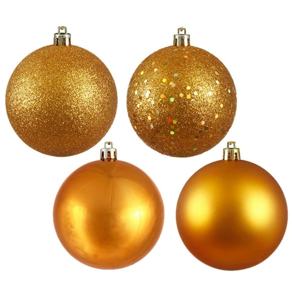 Vickerman 4.75" Antique Gold 4-Finish Ball Ornament Assortment, 4 per Box