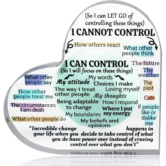 Things I Can Control Mental Health Decor, Acrylic Heart Sign for Therapist Office, School Counselor, Psychologist Room Art Decoration, Therapy Desk Plaque for Bedroom Classroom (Light cyan)