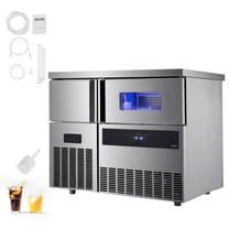 VEVOR Commercial Ice Maker Machine, 330 lbs/24H Stainless Steel Ice Machine with Worktop,88 lbs Storage & 144 Cubes/Cycle,Self-Cleaning Freestanding Ice-Making for Home Bar Office Restaurant Kitchen