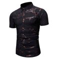 thumbnail image 4 of Camisa de manga corta con estampado floral de ajuste delgado para negocios con botones informales para hombres Pompotops oipoqjl47789, 4 of 4