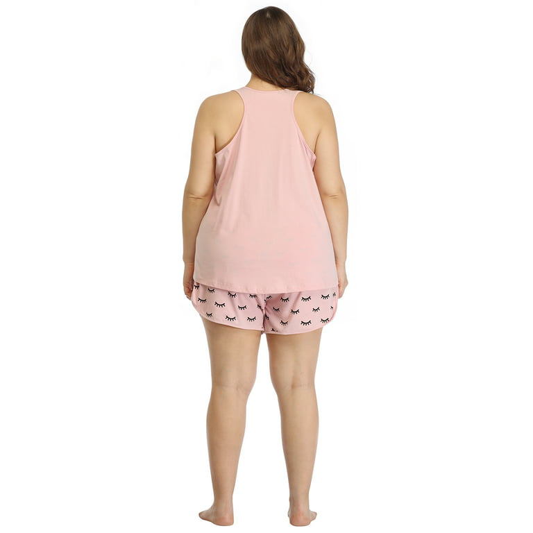 AherBiu Plus Size Satin Pajamas Sets for Women Cowl Neck Tank Tops