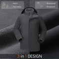 thumbnail image 3 of CROWN Men's Ski Jacket 3 in 1 Waterproof Winter Jacket Snow Jacket Windproof Hooded with Inner Warm Fleece Coat, 3 of 7
