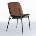 thumbnail image 6 of Dining Chairs A&A Furniture, Dining Chairs Set of 2 Mid Century Modern Retro Faux Leather Chair with Walnut Bentwood Back Upholstered Seat Metal Legs Adjustable Foot for Kitchen Dining Room Chairs(Bl, 6 of 19