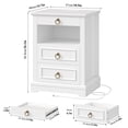 thumbnail image 6 of Hiphuta Wide Farmhouse Nightstand with 3 Drawers & Charging Station, Wood End Table for Living Room, LED Bedside Table for Adult Bedroom, White, 6 of 8