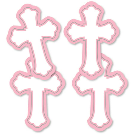 Little Miracle Girl Pink & Gray Cross - Decorations DIY Baptism or Baby Shower Party Essentials - Set of 20