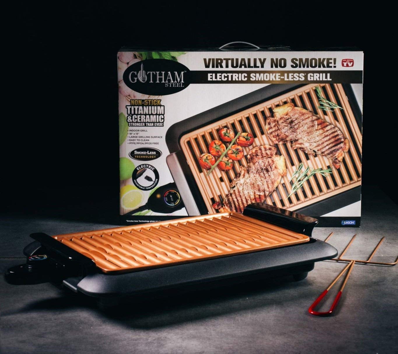 Large GOTHAM STEEL Smokeless Electric Grill Portable and Nonstick As Seen On TV 
