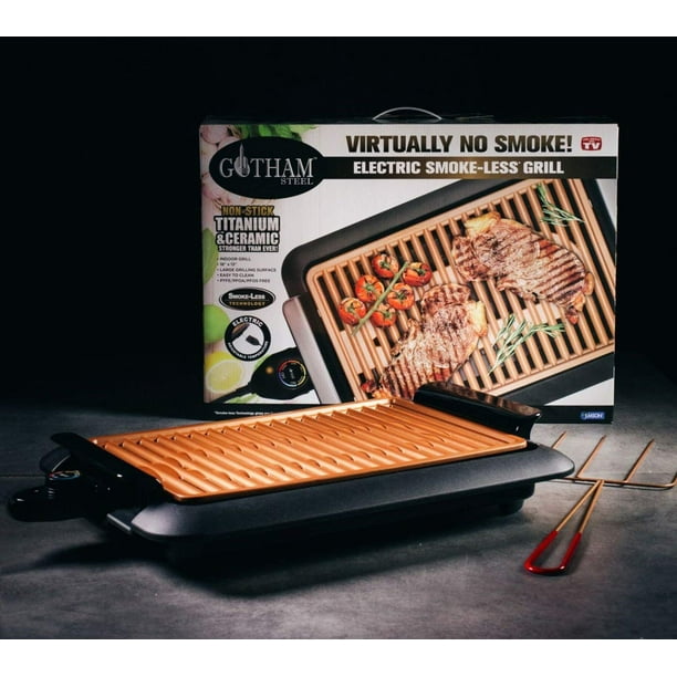 Parrilla Electrica sin Humo con Superficie de Plancha Intercambiable Gotham Steel Barbacoa Interior Multiusos Antiadherente y Parrilla de Superficie As Seen on TV Bodega Aurrera en linea