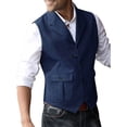 thumbnail image 1 of Hanerdun Men Suit Waistcoats Male Solid Color Business Vests Navy Blue L, 1 of 6