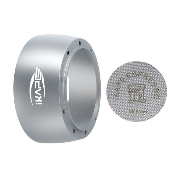 Juego de Embudo de Dosificación Magnética IKAPE Plata con Anillo de Dosificación Espresso de 58 mm y