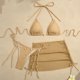 thumbnail image 4 of Trajes de baño Amzcrzy Tankini para mujer, trajes de baño, trajes de baño Bikini con control de abdomen Traje de baño de bikini para mujer Conjunto de tres piezas Traje de baño de dos piezas Beige, L, 4 of 9