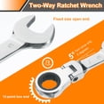 thumbnail image 4 of Flex-Head Ratcheting Combination Wrench 16mm Metric 72-Teeth CR-V Steel Polished Chromium Plating Open End Ratchet Spanner Gear for Fasteners Nut Bolt, 4 of 7