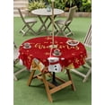 thumbnail image 3 of Outdoor Tablecloth with Umbrella Hole and Zipper, Red Christmas Round Table Cloth 60 Inch Waterproof Tablecloth, Snowman Xmas Snowflake Gifts Winter Picnic Table Cover for Patio Camping, 3 of 7