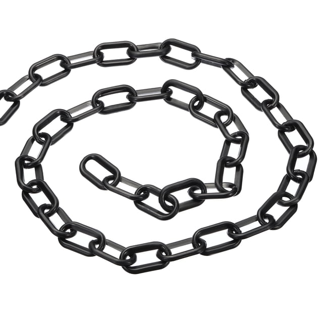 Unique Bargains 0.2' Diameter 16Ft Length Plastic Chain Barrier Safety Link Chain Stanchion for Crowd Control, Black