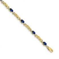 Primal Gold 14 Karat Yellow Gold Diamond and Sapphire Gemstone Bracelet