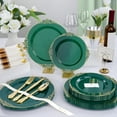 thumbnail image 4 of 350 PCS Green and Gold Plastic Plates, Plastic Dinnerware Set for 50 Guests, 100 Disposable Plates, 150 Silverwares, 50 Cups, 50 Napkins for Party, Wedding, Graduation, 4 of 14