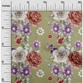thumbnail image 1 of oneOone Polyester Lycra Light Olive Green Fabric Leaves|Lotus & Rose Floral Sewing Craft Projects Fabric Prints By Yard 56 Inch Wide, 1 of 4