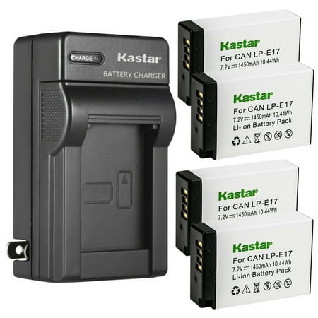 Kastar 4-Pack Battery and AC Wall Charger Replacement for Canon LP-E17 LPE17, 9967B02 Battery, Canon EOS 750D, EOS 760D, EOS 800D, EOS 8000D, EOS R8 Mirrorless, EOS R50 Mirrorless Cameras