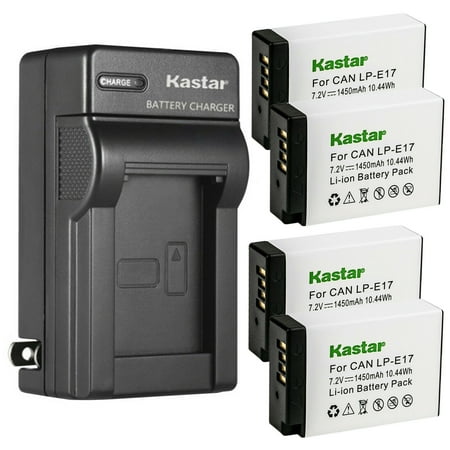 Kastar 4-Pack Battery and AC Wall Charger Replacement for Canon EOS RP EOS R10 Mirrorless Camera KISS X8i KISS X9i Rebel SL2 EOS Rebel T6i EOS Rebel T6s EOS Rebel T7i EOS Rebel T8i Cameras