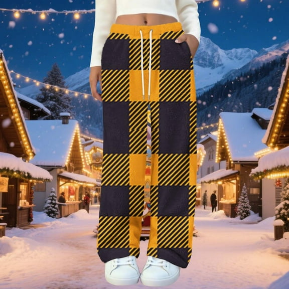Blmnix Petite Pajamas Pajama Pants Women Cotton Pajamas Sleep Pants Pjs Yellow Wide-Leg Full Womens Valentines Day Pajamas,M
