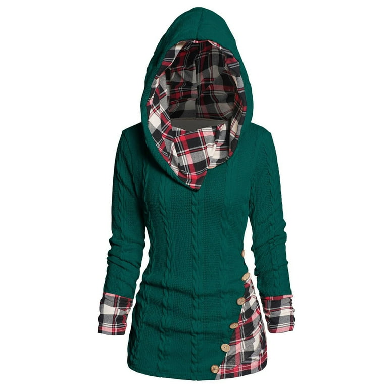 Splicing Plaid Thin Hooded Sweatshirt Splicing Plaid Thin Hooded Sweatshirt