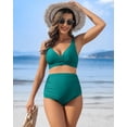thumbnail image 6 of Alove Maternity Swimsuit Solid Color High Waisted Shoulder Straps Bikini Set Push Up Two Piece Swimwear Deep V Neck Pregnancy Bathing Suits, 6 of 8