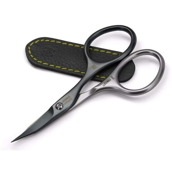 GERMANIKURE Nail and Cuticle Scissors - Self-Sharpening FINOX22 Titanium Coated Stainless Steel Professional Manicure Tools in Leather Case - Ethically Made in Solingen, Germany
