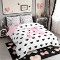 thumbnail image 2 of Manfei Pink ABC Print A 7-Piece Twin Bedding,Cute Coquette Bowknot Bedding Comforter Set,Pink Reversible, 2 of 7