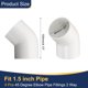thumbnail image 2 of Uxcell 4 Pcs 1.5" Accesorios de tubería de codo de 45 grados Grado de construcción de muebles Adaptador de esquina de 2 vías Blanco, 2 of 6