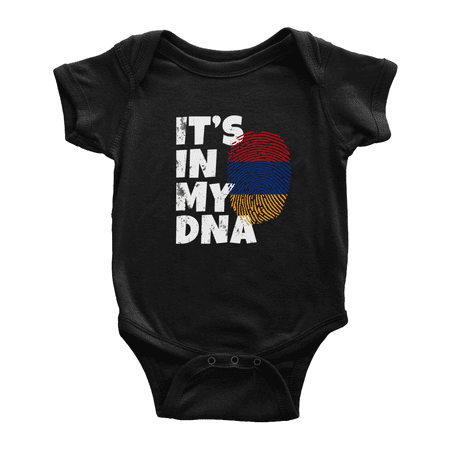 

It s In My DNA Armenian Flag Country Pride Cute Baby Bodysuits (Black 0-3 Months)