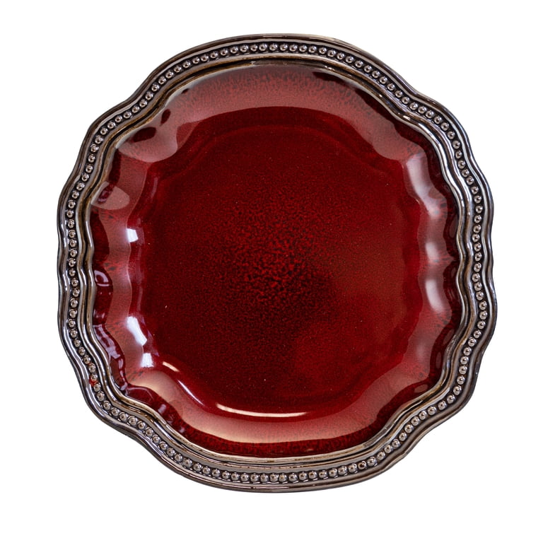 Elama Regency 16-Piece Stoneware Dinnerware Set, Red photo 6