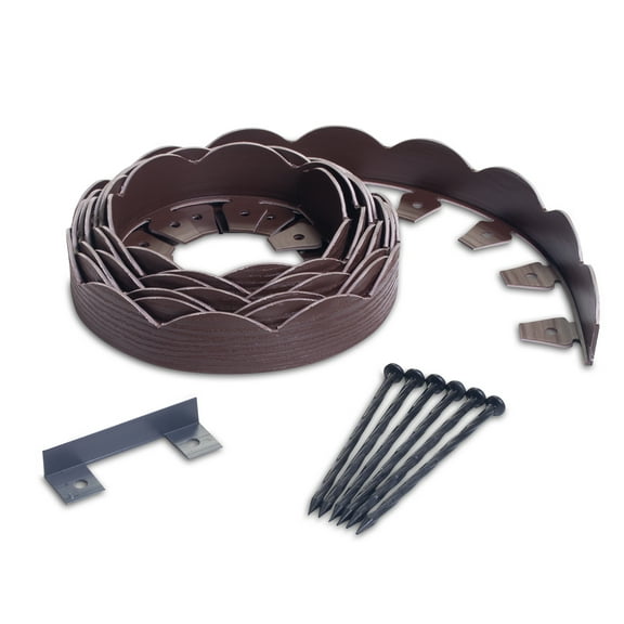 Dimex 251549 20 in. Decorative Landscape Edging Kit Without Dig44; Embossed Brown