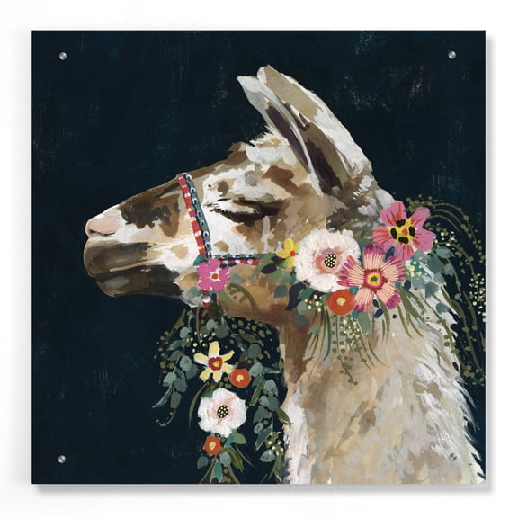 Epic Art 'Lovely Llama II' by Victoria Borges, Acrylic Glass Wall Art, 24"x24"