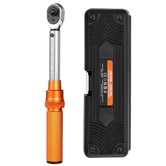 Precision Click Torque Wrench 1/4 Inch Drive 20-200 Inch Pounds 2.3-22.6 Newton Meters 72-Tooth Orange Handle