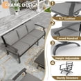 thumbnail image 2 of Gotland 6-Seater Patio Furniture Set with 43in Gas Fire Pit Table - Modern Outdoor Metal Sectional Sofa with 55,000 BTU Propane Fire Pit, Grey Cushions, 2 of 8