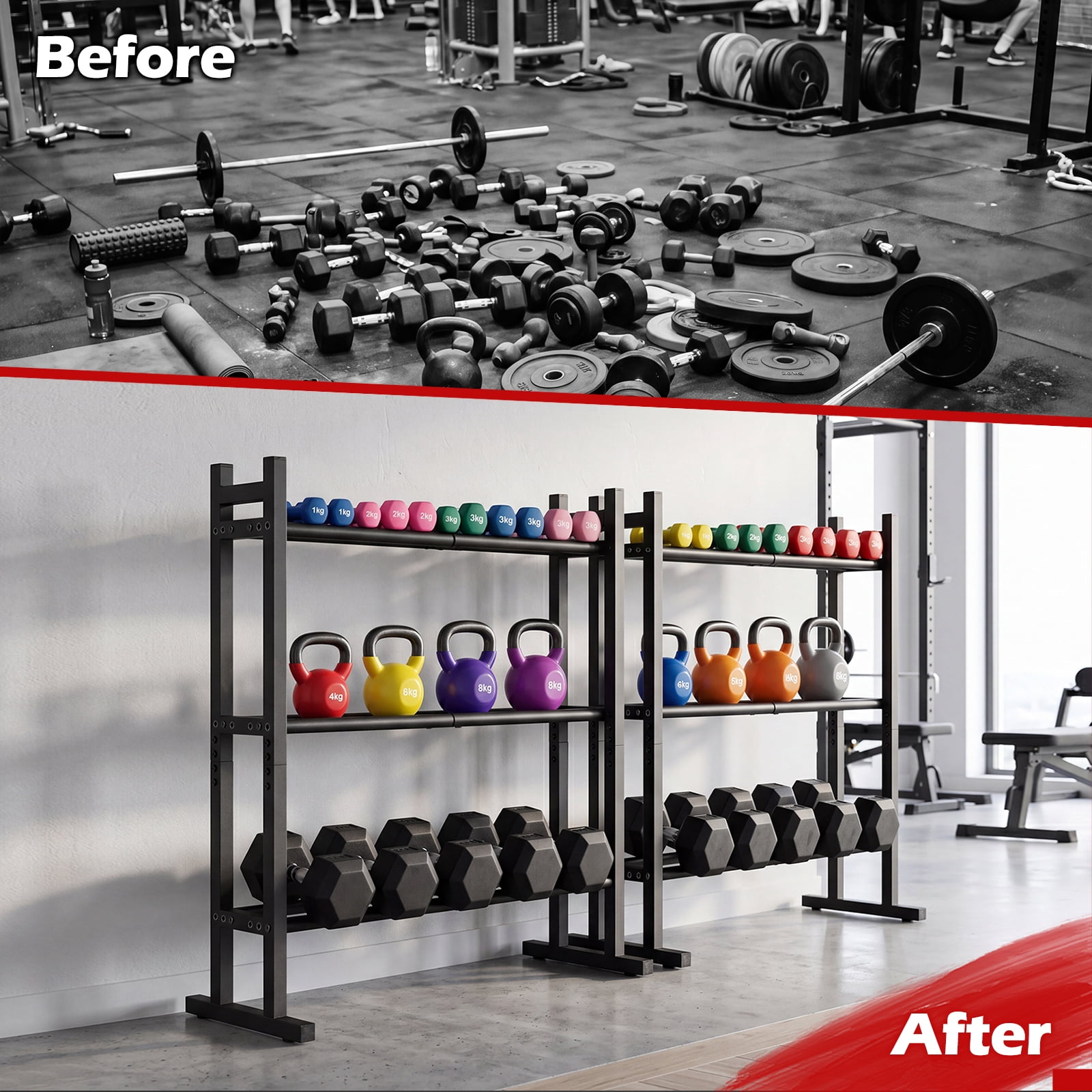 Costway 3-Tier Dumbbell Rack, 529LB Capacity Heavy-Duty Adjustable Weight Rack Stand