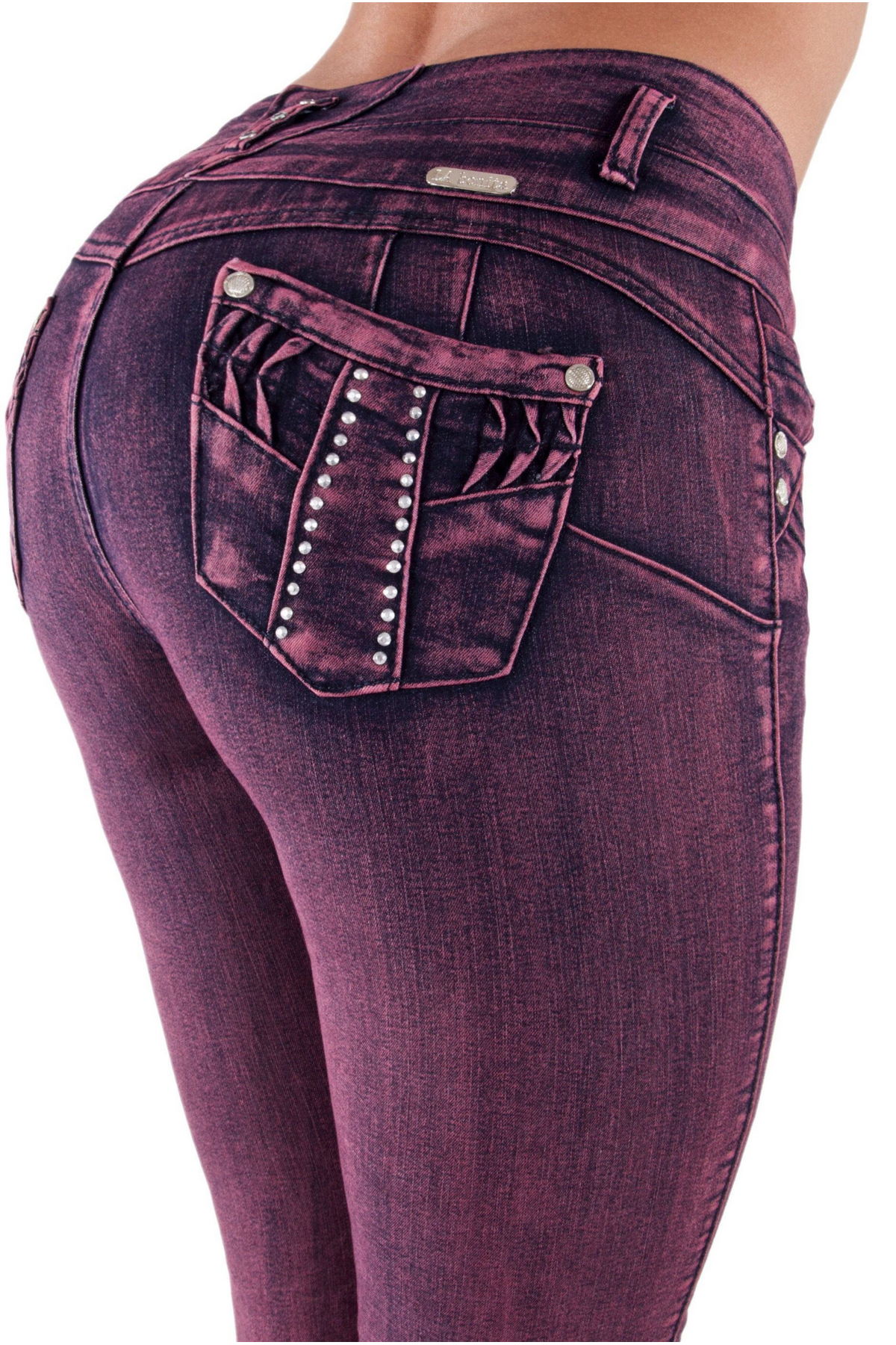 Fashion2Love Plus/Junior Size Butt Lift Levanta Cola Skinny Pink Denim Women Jeans - image 2 of 9
