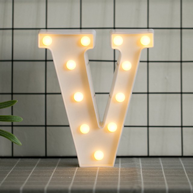 LED Marquee Letter Lights Sign, Light Up Alphabet Letter for Home Party Wedding Decoration(V)