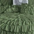 thumbnail image 3 of DNG Creations 5 Piece Luxury Circle Ruffle Comforter with 1 Freebie Ruffle Pillow All-season 550 GSM 800TC, 100% Egyptian Cotton ( King/Cal King Size ) Solid Moss Colour, 3 of 5