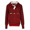 thumbnail image 3 of QUYUON Womens Hooded Fleece Lined Sweatshirts Plaid Printed Front Big Pockets Hoodie Pullover Tops Fuzzy Warm Casual Comfy Loose Long Sleeve Winter Hoodies Sweater Outerwear Red XXL, 3 of 9