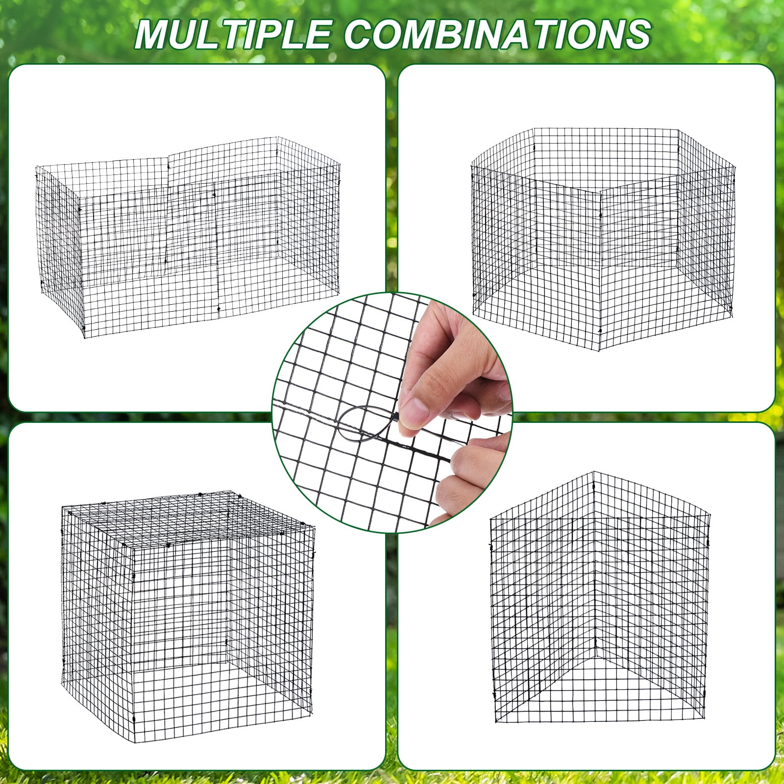 Uxcell 12x12 Inch Small Wire Plant Protectors 20 Sheet Square Wire Plant Cages Mesh with 20 Ground Stakes, 50 Ties