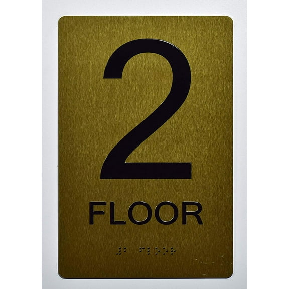 Floor 2 Sign- 2ND Floor Sign- Gold(Aluminium, Gold/Black,Size 6X9) The Sensation line